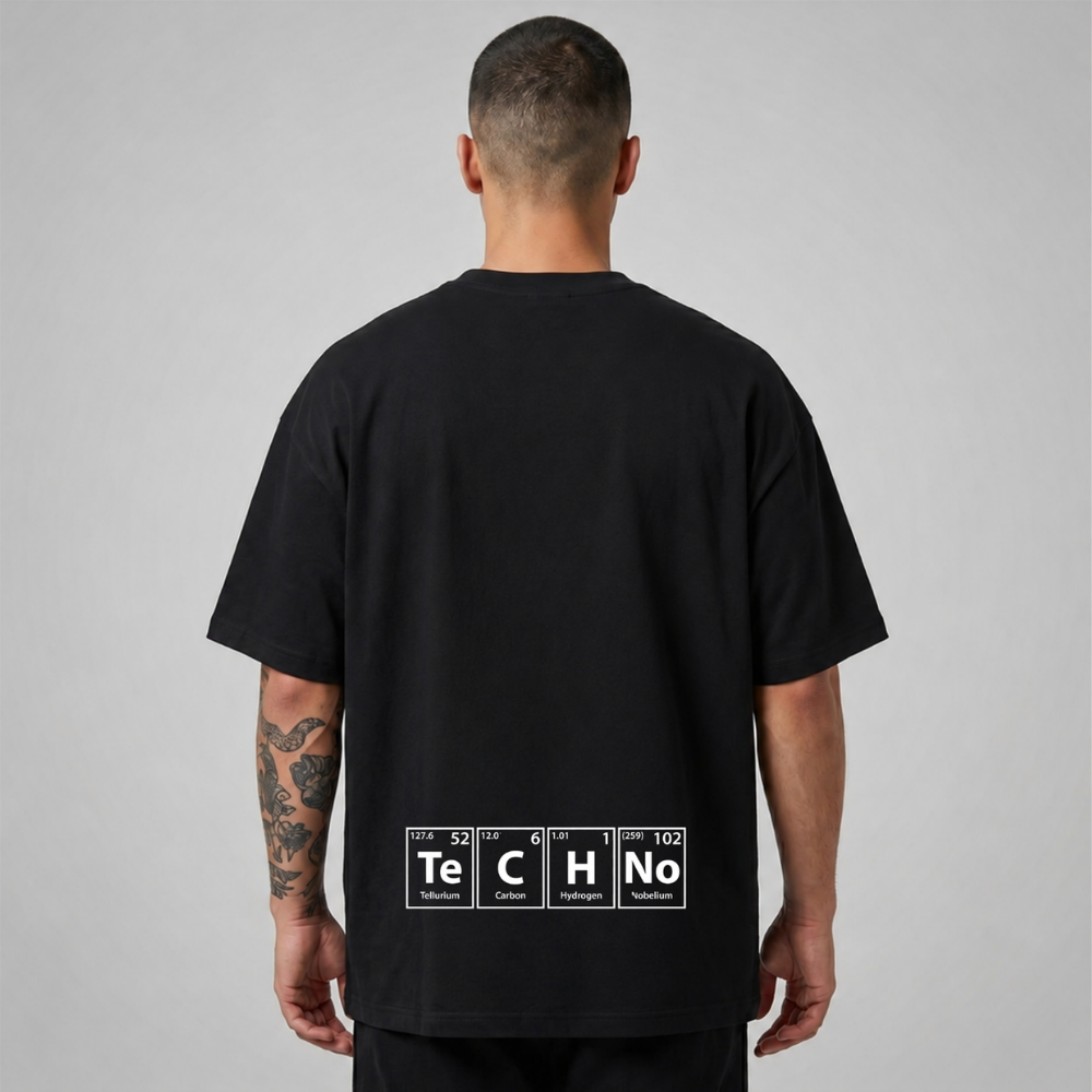 Oversize Premium T-Shirt Techno - Siyah